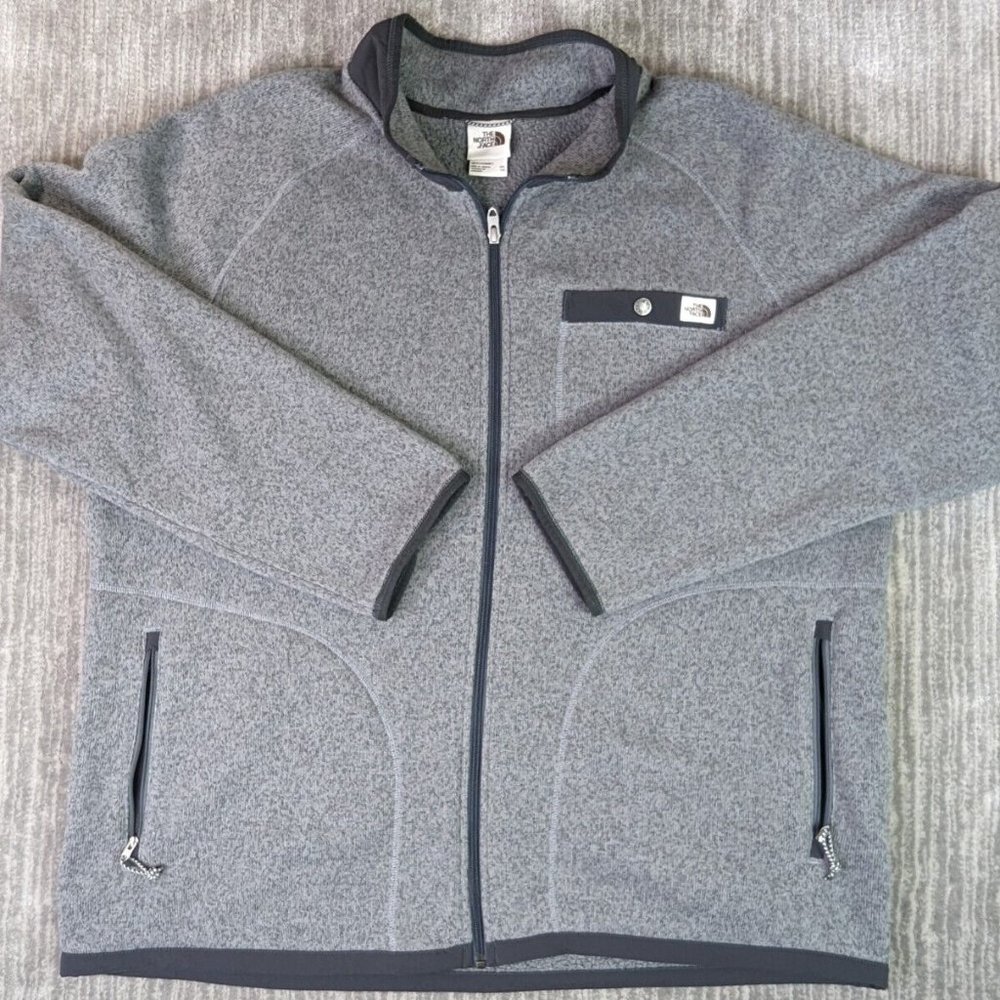 The North Face TNF Mens Gordon Lyons XXL Full Zip Sweater Fleece Jacket - Gray